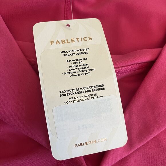 Fabletics Mila Power Hold High Waist Color-block Pink Purple Leggings Sz 2X NEW - Picture 4 of 9